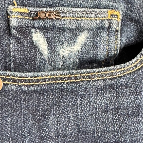 Women’s JOE'S “Kicker” Straight Crop Blue Denim Distressed Mid Rise - Picture 3 of 9